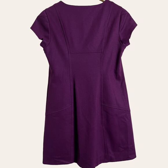 Diane Von Furstenberg Purple Wool Blend Cap Sleeve Mini A-Line Dress Size 8 - Picture 5 of 8